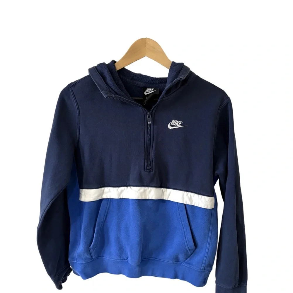 Nike Half Zip Hoodie Kids XL Blue Colorblock Pullover Standard Fit